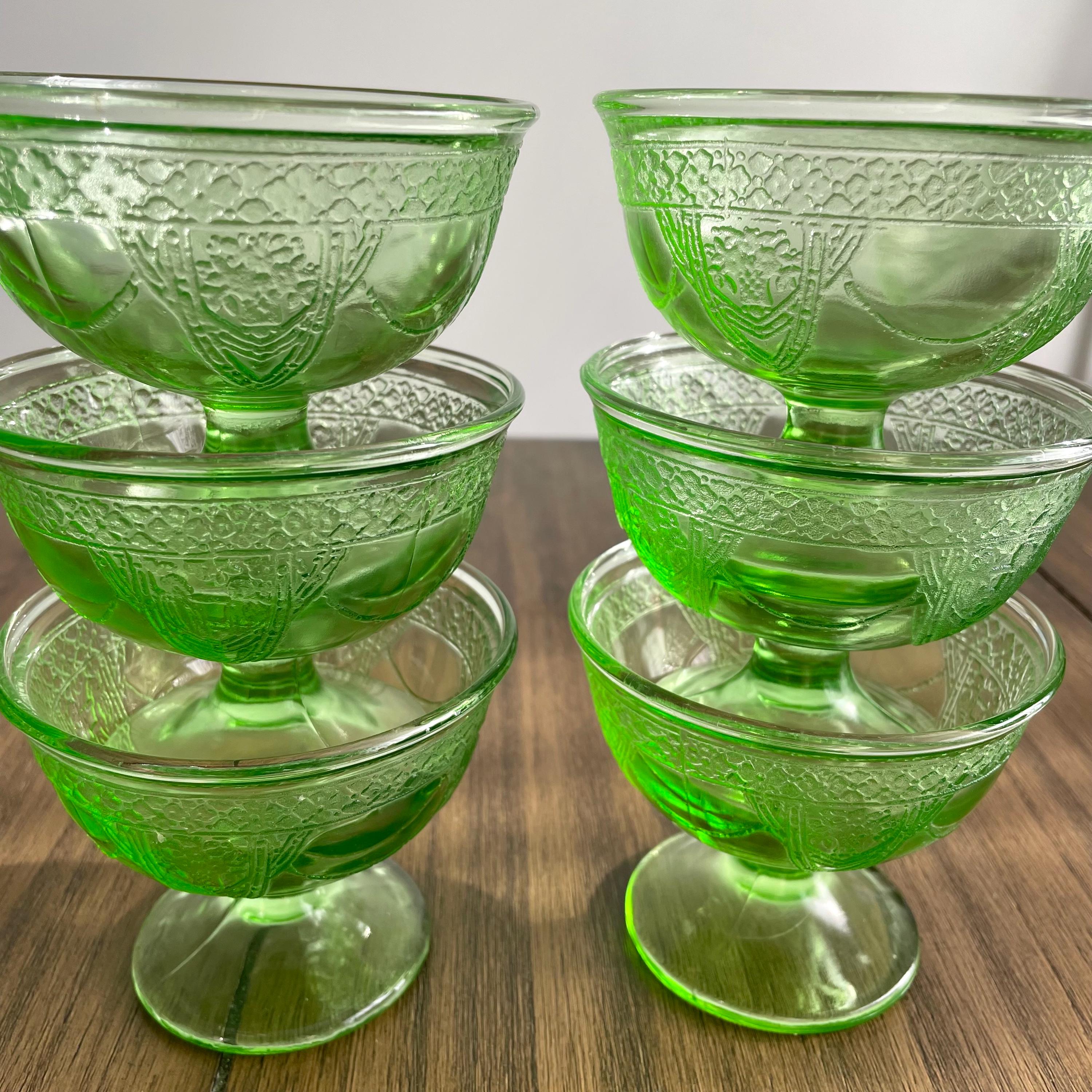 クリアランスDepression Glassディプレッションシャーベットグラス6 クリアランスDepression Glassディプレッションシャーベットグラス6