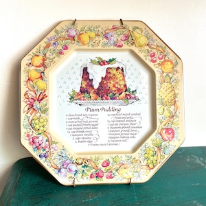 Vintage Kitchen Wall Hanging. Avon 1982 Wall Decor. Vintage Gift.  Baking Room Decor. Plum Pudding Tin Recipe. Retro Kitchen Decor.