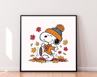 O*7様 ヴィンテージ フェルト絵画 1980's snoopy Snoopy Fall/halloween Digital Download: Nostalgic Wall Art
