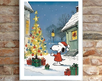 Vintage Snoopy Christmas Poster: Peanuts Holiday Art