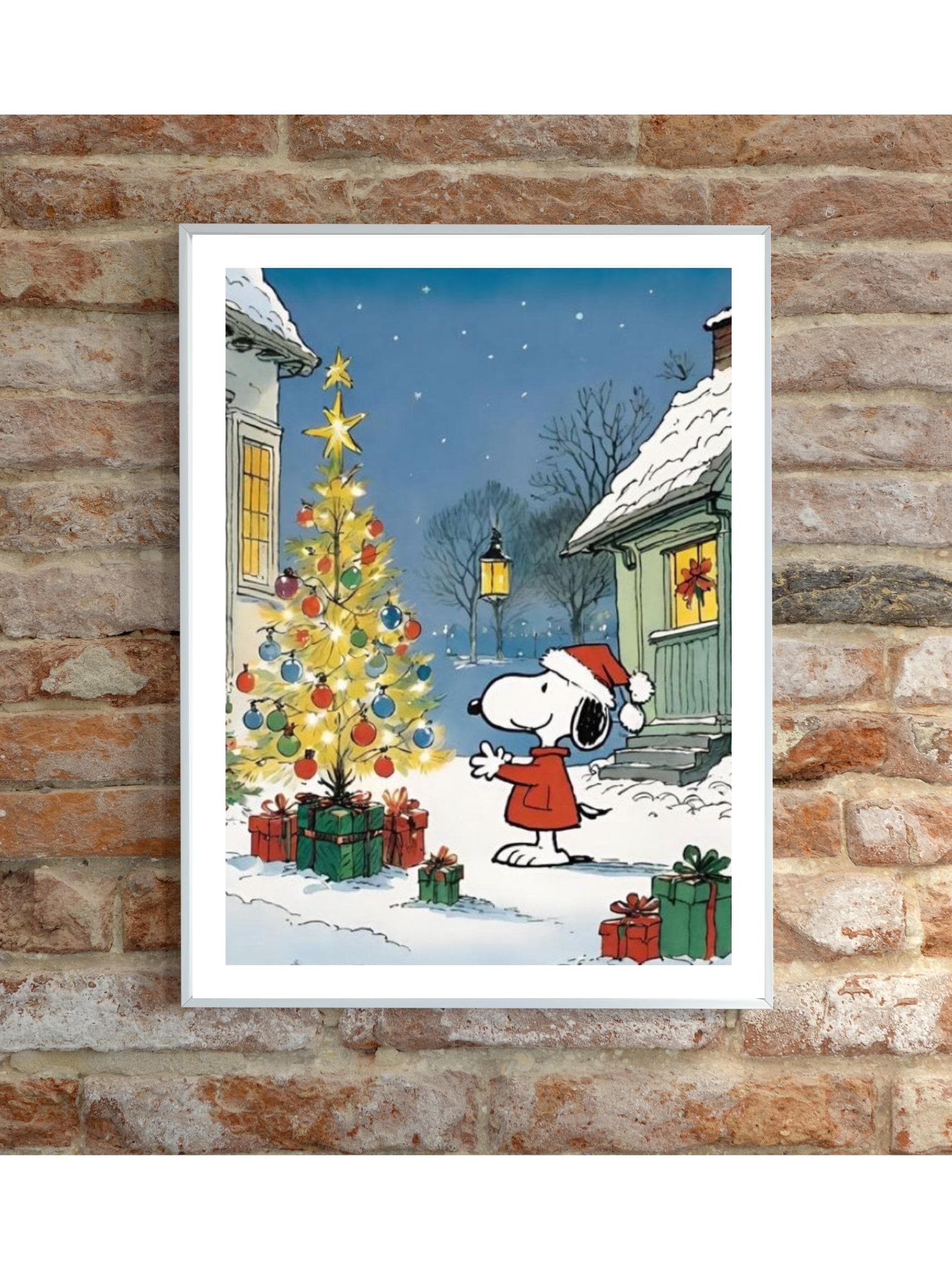 Vintage Snoopy-kerstboomposter: Peanuts-decoratie (digitale download)