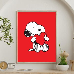Snoopy Valentine&#39;s Day Art Print: Two Color Options (Digital Download)