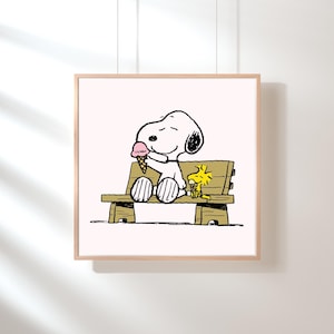 Imagen de Charlie Brown, Peanuts, Snoopy y Woodstock, arte de pared nostálgico, impresiones vintage y retro, imagen de tendencia, ideas de regalos, decoración del hogar, decoración