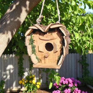 Wooden Bird House Bluebird and Finch Nesting Box, Durable Outdoor Wood Birdhouse for Bird Watching Enthusiasts Gift