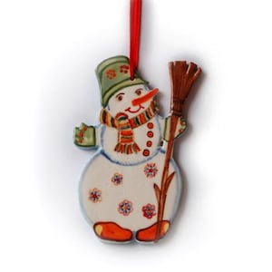 Handmade Handmade Ceramic Christmas ornament, Snowman, Perfect for Holiday Decor - Unique Gift Idea