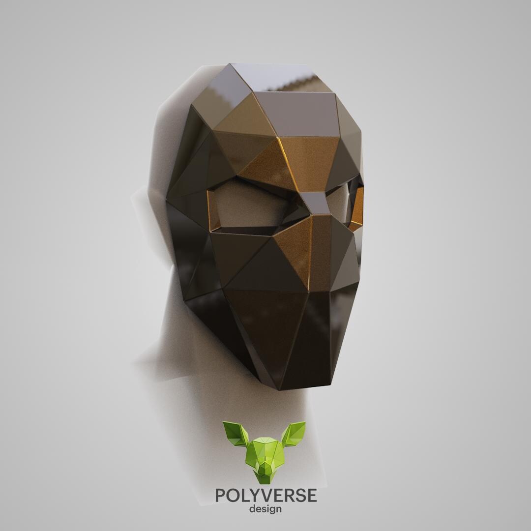 Polygon Human Face Mask, 3D Papercraft Mask Template, Low Poly Paper ...