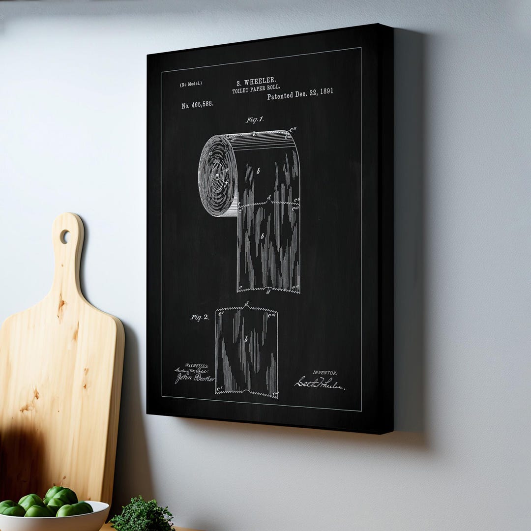 Toilet Paper Roll Patent Canvas Painting, Home Decor Canvas, Modern ...