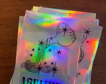 Aquarius Holographic Zodiac Sticker