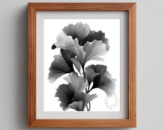 Botanical Ginkgo Print – Moody Watercolor Wash, Scandinavian Decor (Digital Download)