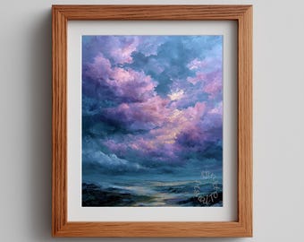 Moody Cosmic Landscape Print – Dreamy Nebula, Impressionist Art (Digital Download)