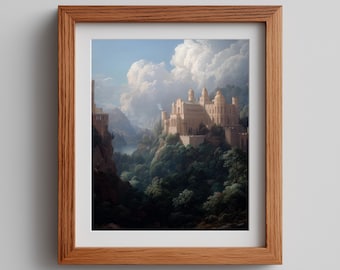 Romantic Castle Landscape Print - Moody Historical Palace Art (Digital Download)