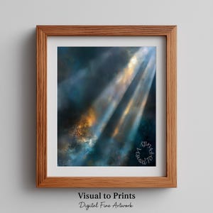 Schilderij Moody Light Beams – abstracte muurkunst mixed media (digitale download)