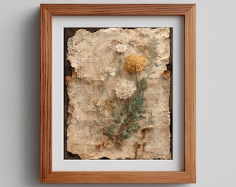 Vintage Yellow Wildflower Print – Botanical Cottagecore Decor (Digital Download)