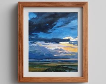 Farmland Landscape Print - Moody Midwestern Stormy Sky (Digital Download)