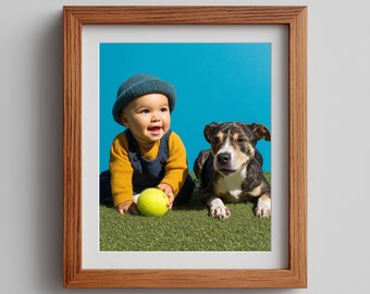 Baby and Dog Photo Print – Cheerful Nursery Decor (Digital Download)