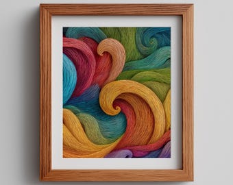 Abstract Swirl Art Print - Colorful Energetic Spirals (Digital Download)