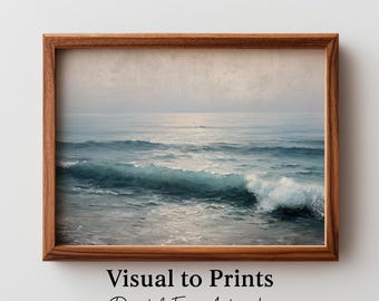 Minimalist Seascape Art Print – Moody Ocean View, Coastal Wall Decor (Digital Download)
