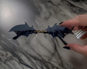 Halloween Rimless Bat Shaped Sunglasses - Unisex Vintage Shades for Female & Male