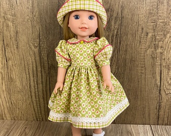 Fits Welliewishers and Ruby Red Split Sleeve Dress and Bucket Hat