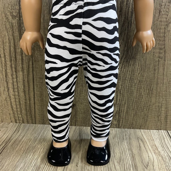 Fits American Girl 18 Inch Dolls Zebra Animal Print Ankle Length Leggings