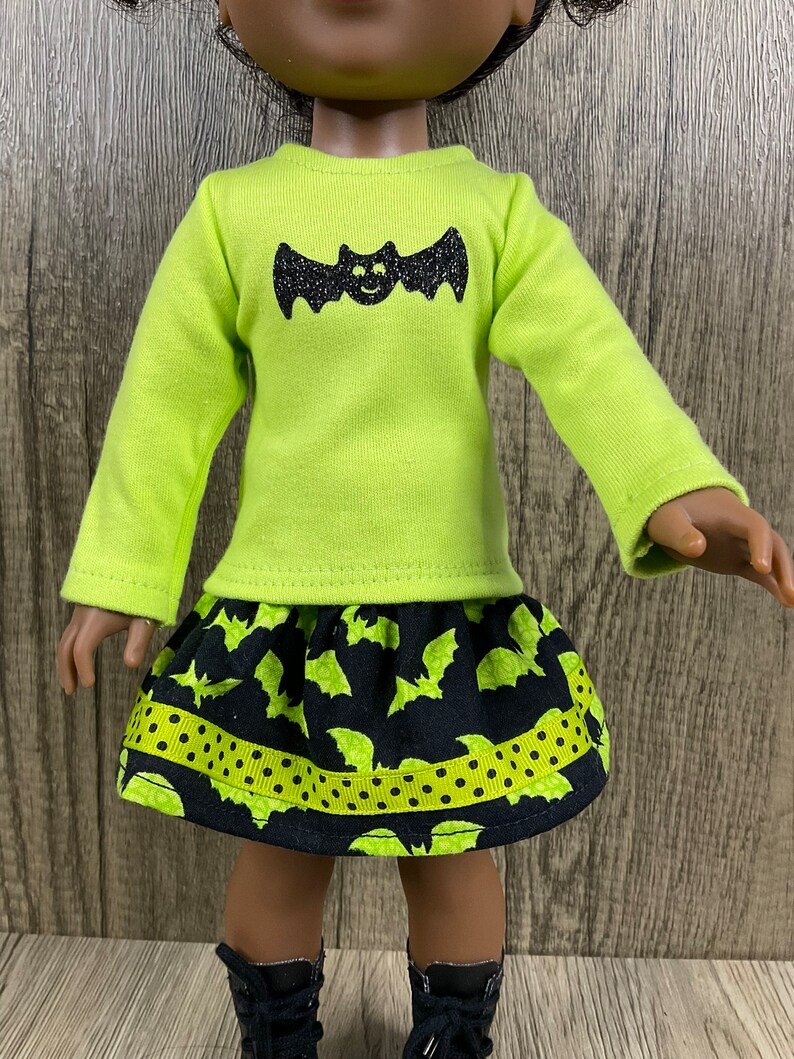 Halloween Graphic Tee and Skirt Fits 14.5 Dolls Like Welliwishers image 2