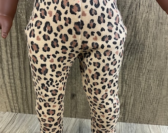 Fits American Girl 18 Inch Dolls Leopard Animal Print Ankle Length Leggings