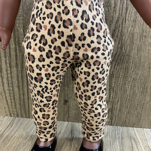 Fits American Girl 18 Inch Dolls Leopard Animal Print Ankle Length Leggings