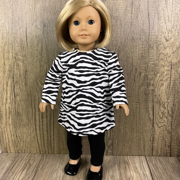 Swing Top/Dress Zebra Print and Leggings for 18 Inch Dolls