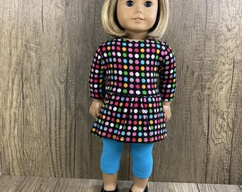 Made For American Girl 18" Dolls Polka Dot Knit Dress and Leggings