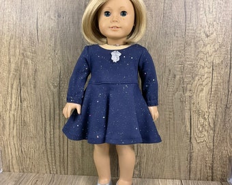 Blue Bling Circle Skirt Dress Fits American Girl 18 Inch Dolls