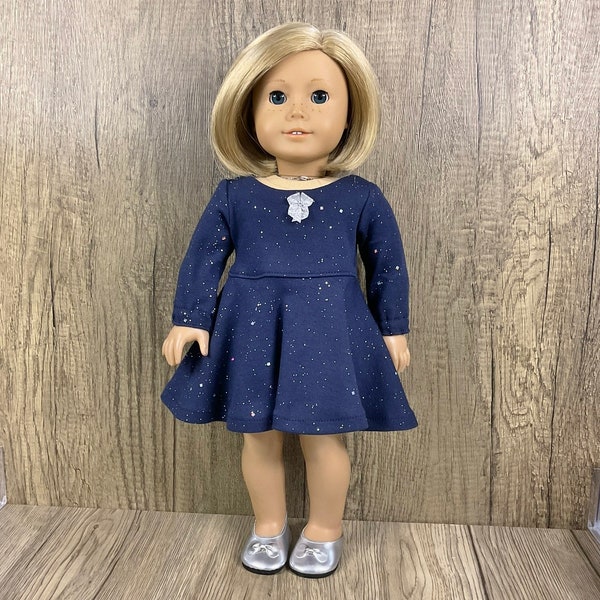 Blue Bling Circle Skirt Dress Fits American Girl 18 Inch Dolls