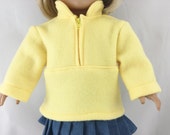 Made For American Girl 18" Dolls Clothes Zip Pullover Outerwear Jacket Top Bright Yellow Polar Fleece