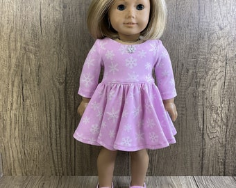 Winter/Christmas Snowflake Print Knit Dress Fits American Girl 18 Inch Dolls