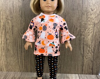 Halloween Fits American Girl 18 Inch Dolls Bell Sleeved Tunic Tee and Leggings