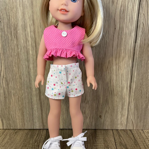 Summer Top and Shorts Handmade to Fit Welliewishers Dolls