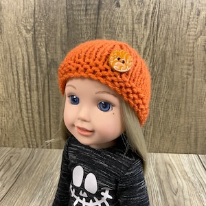 Fits Welliewishers 14 Inch Dolls Hand Knit Hat Fall Rust Orange Doll Accessory