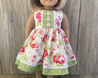 Made to fit American Girl 18" Dolls Pretty Floral Sleeveless Dress Free Domestic Shipping For Orders 35+