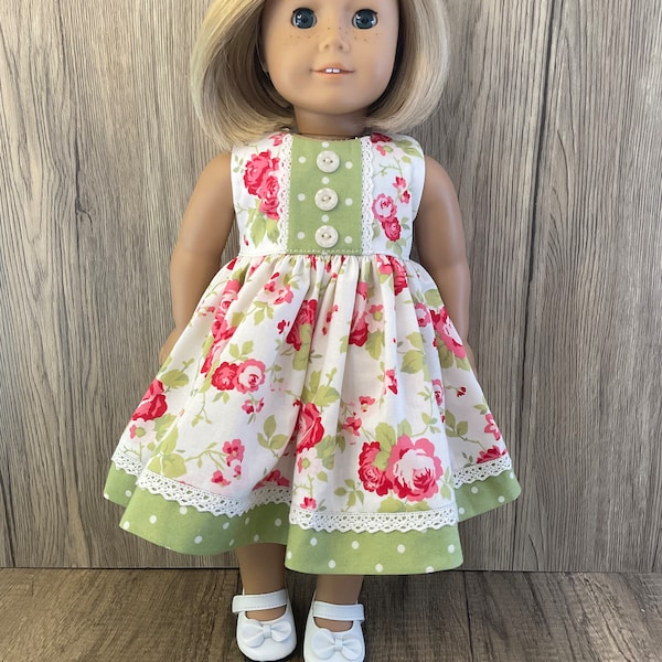 Made to fit American Girl 18" Dolls Pretty Floral Sleeveless Dress Free Domestic Shipping For Orders 35+