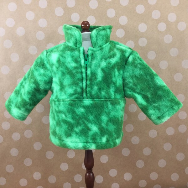 18" Doll Clothes Fashions Zip Pullover Green Tie Dye Print Polar Fleece