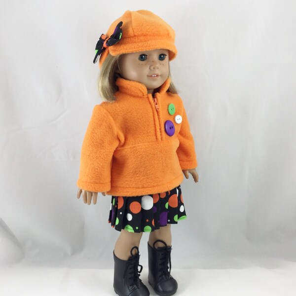 Fits American Girl Doll Other 18 Inch Dolls 3 Piece Set Zip Pullover Skirt Cloche Hat For Halloween Girls Toy