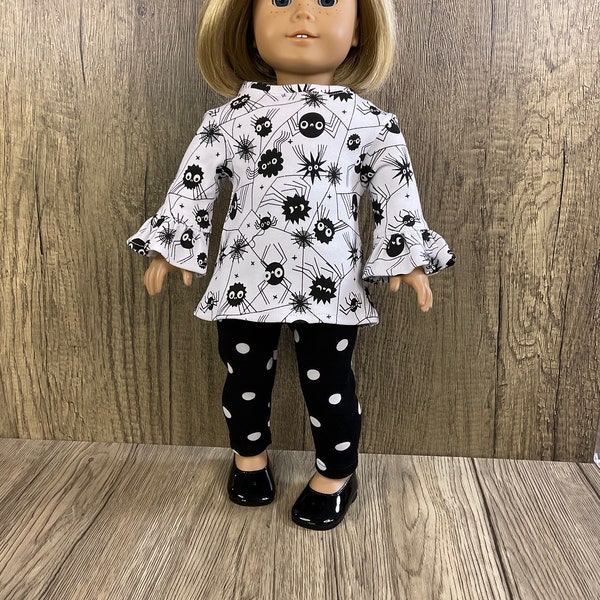 Halloween Spiders Made For American Girl 18 Inch Dolls Bell Sleeved Tunic Top and Leggings