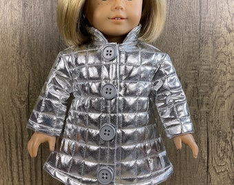 Metallic Silver Unlined Jacket Made for American Girl 18 Inch Dolls