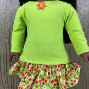 Made For 18 Inch Dolls Like American Girl Corduroy Floral Print Skirt, Tee Shirt, Leggings 3 Piece Set image 4