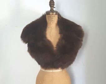 Large Fox Fur Collar / dark brown