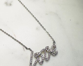 Silver "Love" Necklace: Cubic Zirconia Romantic Jewelry Gift