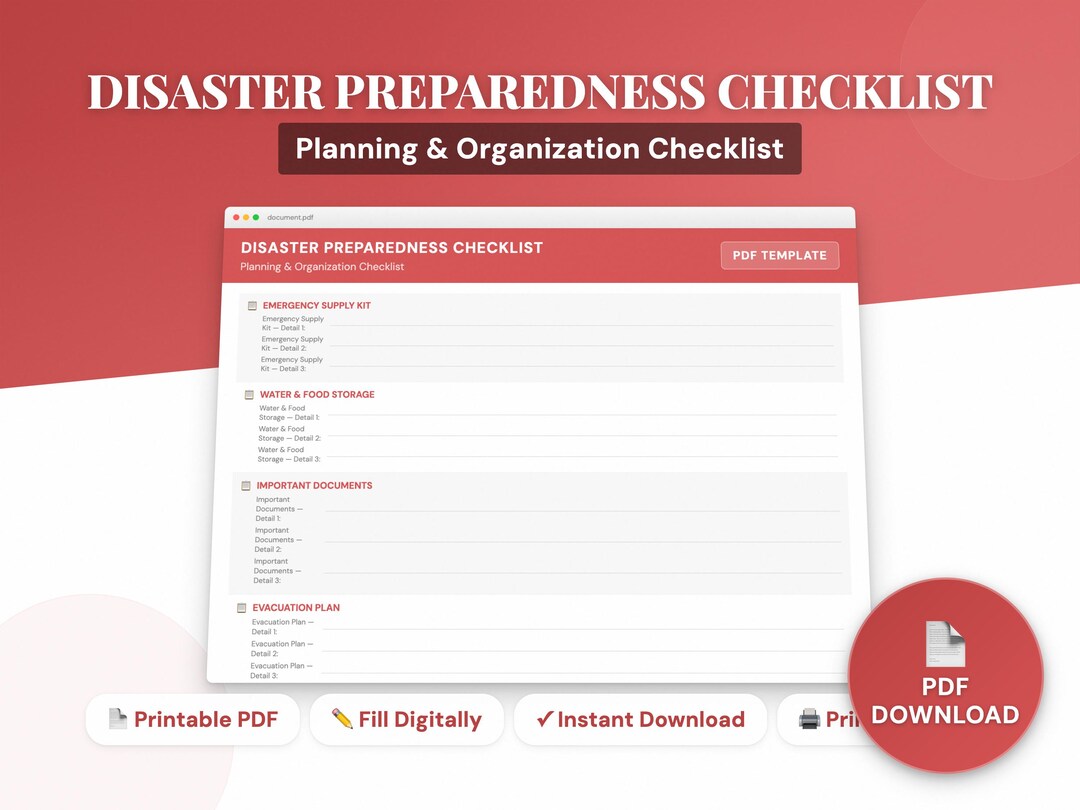 Disaster Preparedness Checklist | Emergency Kit List PDF | Home Safety ...