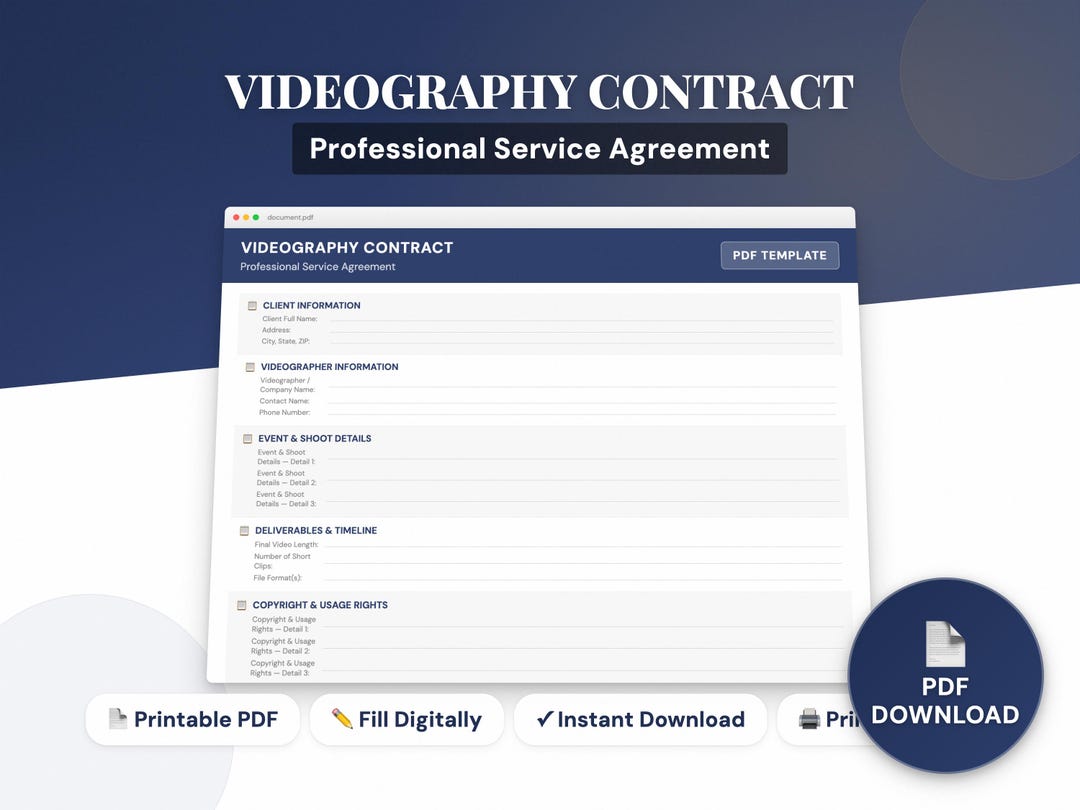 Video Content Contract Videography Contract Template | Video Service Agreement PDF | Filmmaker ...