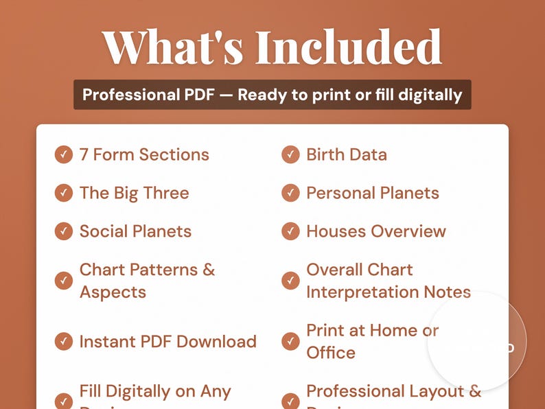 Birth Chart Worksheet PDF | Natal Chart Study Guide | Astrology ...