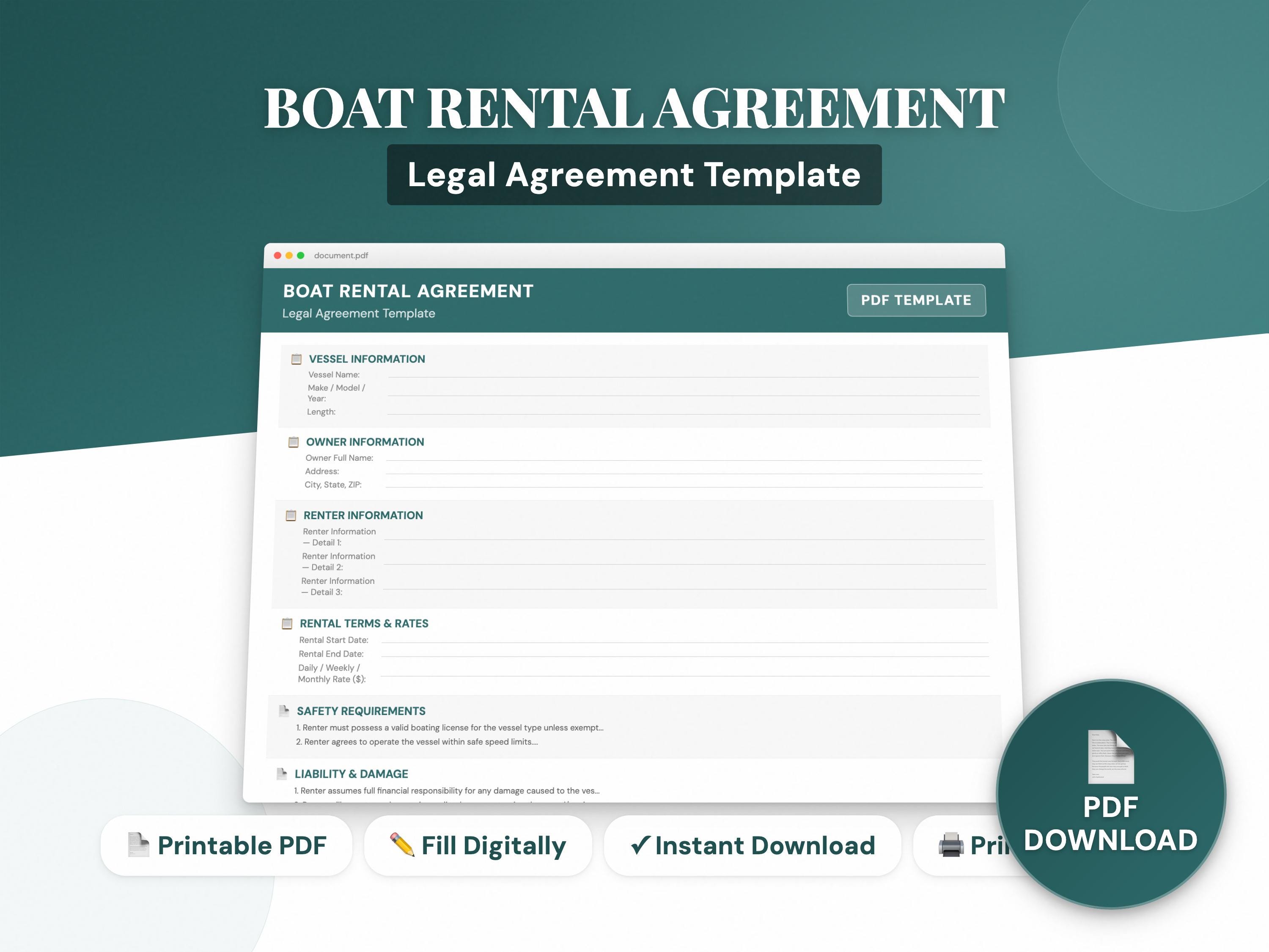 Boat Rental Agreement | Watercraft Rental Contract PDF | Marine Lease ...