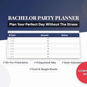 Planificador de despedida de soltero / Organizador de fin de semana para amigos / Plantilla de Excel y Google Sheets